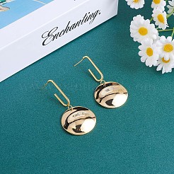 合金 オーバル ツイスト フラット ラウンド ダングル スタッド ピアス  女性用ロングドロップピアス  ゴールドカラー  61.5x30.2mm  ピン：0.7mm&nbsp;JE1015A