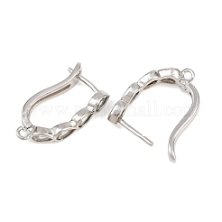 Brass Micro Pave Clear Cubic Zirconia Hoop Earring Findings&nbsp;KK-K340-38P