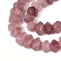 天然石ストロベリークォーツビーズ連売り  ナゲット  多面カット  7~8x10~14x10~14mm  穴：1mm  約50~53個/連  14.96~15.55''（38~39.5センチメートル）&nbsp;G-D091-A33