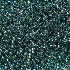 MIYUKIラウンドロカイユビーズ  日本製シードビーズ  （rr3741)ファンシーライニングブルーシルバー  8/0  3mm  穴：1mm  約2111~2277個/50g&nbsp;SEED-X0055-RR3741