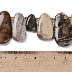 天然石ペトリファイドウッドビーズ連売り  ティアドロップ  トップ掘削  13.5~41x10~25x5~7mm  穴：1mm  約28~30個/連  15.75~15.94インチ（40~40.5cm）&nbsp;G-C253-06