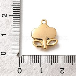 真鍮製マイクロパヴェキュービックジルコニアペンダント  花のチャーム  18KGP本金メッキ  15x12.5x2.5mm  穴：1.5mm&nbsp;KK-K294-07G