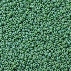 MIYUKIラウンドロカイユビーズ  日本製シードビーズ  11/0  （rr411fr）マットな不透明グリーンab  2x1.3mm  穴：0.8mm  約5500個/50g&nbsp;SEED-X0054-RR0411FR