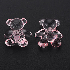 透明なアクリルビーズ  クマ  ピンク  26.5x24.5x15mm  穴：3mm  約135個/500g&nbsp;MACR-S373-71-B07