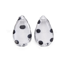 透明なアクリルパーツ  水玉模様の涙  透明  24x13.5x6mm  穴：1.6mm&nbsp;TACR-N006-32