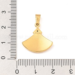 イオンプレーティング（IP）304ステンレススチールペンダント、ラインストーン付き  ファンチャーム  ゴールドカラー  19x17.5x2.5mm  穴：6.5x2.5mm&nbsp;STAS-H182-08G
