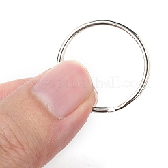 環境に優しい鉄製スプリットキーホルダー  プラチナ  25x2.5mm  内径：22mm&nbsp;X-IFIN-C057-25mm
