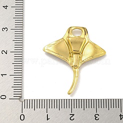イオンプレーティング（IP）304ステンレススチールパヴェパウアシェルペンダント  魚のチャーム  18KGP本金メッキ  29x26x2.5mm  穴：4x3.5mm&nbsp;X-STAS-S146-13P