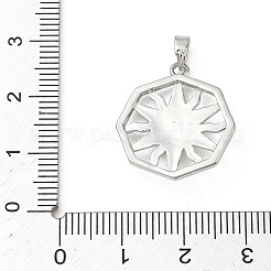 真鍮チャーム  太陽の顔が描かれた八角形のチャーム  プラチナ  22x20x4mm  穴：5x2.7mm&nbsp;KK-F939-03P