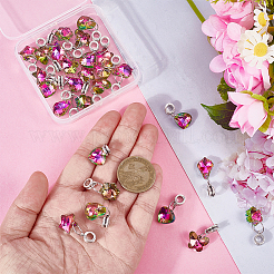 30個 6スタイル電気メッキガラスヨーロピアンダングルチャーム  合金製の金具が付いた大きな穴のペンダント  アンティークシルバー  混合図形  ミックスカラー  26.6~31.1mm  5個/スタイル&nbsp;HJEW-PH02219