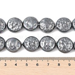電気めっきシェルパールビーズ連売り  フラットラウンド  グレー  14.5~16x7.5~8mm  穴：1.2mm  約27個/連  15.87''~15.94''（40.3~40.5センチメートル）&nbsp;BSHE-Z007-02A