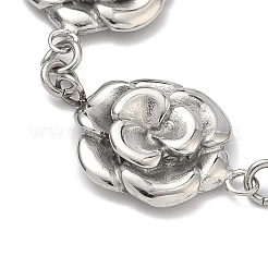 Stainless Steel Flower Link Chain Bracelets for Women&nbsp;LS-BJEW-A033-03P
