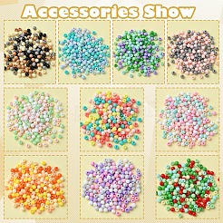 60g10色不透明アクリルビーズ  ラウンド  ミックスカラー  4mm  穴：1.2mm  6 G /カラー&nbsp;OACR-FS0001-75