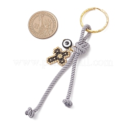 Resin & Glass Seed & Polyester Cord Keychain&nbsp;KEYC-MZ00048