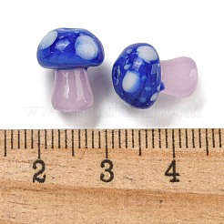手作りランプワークビーズ  キノコ  ブルー  13x10mm  穴：1.6mm&nbsp;LAMP-F034-01D