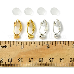 12色真鍮クリップオンイヤリングコンバーター金具2個  穴開けないイヤリング  プラスチックパッド付き  ゴールデン＆シルバー  19x6x9mm  穴：1mm  6個/カラー&nbsp;KK-FS0001-31