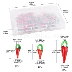 60個3スタイル手作りランプワークペンダント  唐辛子  レッド  17~36x6.5~12x5~9mm  穴：1~7mm  20個/スタイル&nbsp;LAMP-FS0001-45