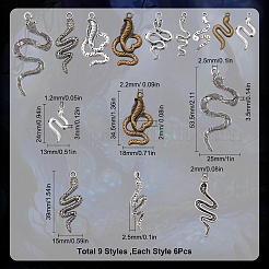 54Pcs 9 Style Tibetan Style Alloy Pendants&nbsp;TIBEP-SC0002-22