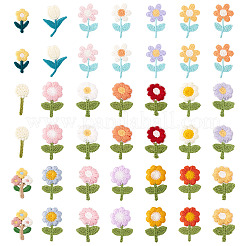 42個 21スタイルの花のコンピューター刺繍布パッチ  マスクと衣装のアクセサリー  ミシンクラフト装飾  ミックスカラー  26~37x15~25x1.5~2mm  2個/スタイル&nbsp;PATC-TA0001-27