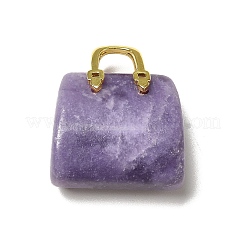 天然レピドライト真鍮ペンダント  ハンドバッグチャーム  ゴールドカラー  27.5x26x12mm  穴：6.3x5mm&nbsp;KK-E274-01G-22
