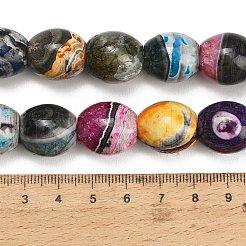 天然石瑪瑙ビーズ連売り  染め＆加熱  ドラムビーズ  ミックスカラー  16~18x14.5~17mm  穴：1.2~1.4mm  約23個/連  15.24''（38.7センチメートル）&nbsp;GG-L001-J01-03