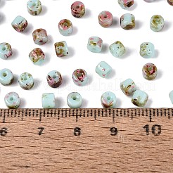 不透明なピカソガラスビーズ  コラム  淡いターコイズ  4x3.5mm  穴：0.9~1mm  約3461個/ポンド&nbsp;SEED-Q039-05A-A04