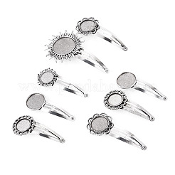 20Pcs 5 Styles Iron Snap Hair Clips with Tibetan Style Alloy Round Trays&nbsp;MAK-TA0001-45