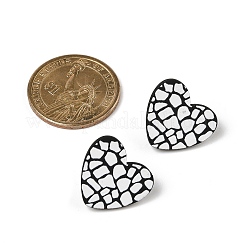 Heart Acrylic Printed Stud Earrings for Women&nbsp;EJEW-G418-01F