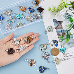 24Pcs 12 Style Natural & Synthetic Gemstone Chip European Dangle Charms Sets&nbsp;PALLOY-FH0001-83