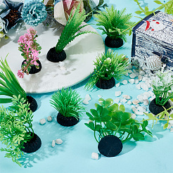 9個 9スタイル プラスチック製人工水槽植物  自宅オフィスの水槽の装飾用  ミックスカラー  40~100x35~70x25~45mm  1個/スタイル&nbsp;DJEW-DR0001-10