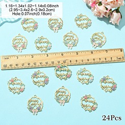 24個6スタイルアロイエナメルペンダント  花  ゴールドカラー  29.5~34x26~29x2mm  穴：1.8mm  4個/スタイル&nbsp;ENAM-YW0004-89