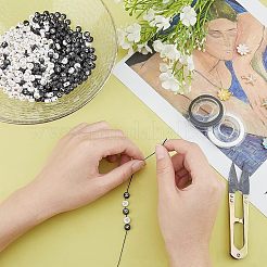 子供の日をテーマにしたストレッチブレスレットのDIYキット  アルファベットアクリルビーズ付きフラットラウンドを含む  花とヒトデの合金エナメルペンダント  伸縮性のある糸  ミックスカラー  ビーズ：1456PCS&nbsp;DIY-CA0001-70