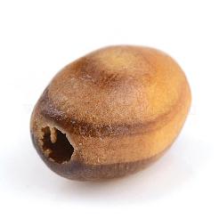 天然木のビーズ  染め  オーバル  サドルブラウン  8.5x6.5mm  穴：2mm  約8000個/1000g&nbsp;WOOD-S663-10