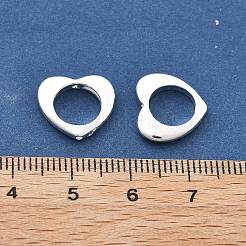 真鍮製のビーズフレーム  鉛フリー＆カドミウムフリー  長持ちメッキ  ハート  銀  12x14x2mm  穴：0.8mm&nbsp;KK-H495-04S