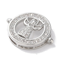 Rack Plating Brass Micro Pave Clear Cubic Zirconia Connector Charms&nbsp;KK-Z039-35P