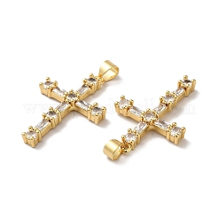 Rack Plating Brass Micro Pave Clear Cubic Zirconia Pendants&nbsp;KK-F853-01G