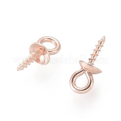 304ステンレススチールスクリューアイピンペグベイル  片穴パーツ用  ローズゴールド  10x4mm  穴：2mm  ピン：1mm&nbsp;STAS-H410-18RG-D