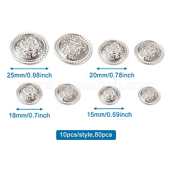 80Pcs 8 Style Brass Shank Buttons&nbsp;BUTT-TA0001-08S