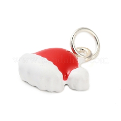 クリスマステーマの合金エナメルペンダント  丸カン付き  帽子  15x15x5mm  穴：5mm&nbsp;LS-FIND-I063-01D