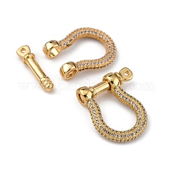 Brass Micro Pave Clear Cubic Zirconia D-Ring Anchor Shackle Clasps&nbsp;ZIRC-S066-052-NF