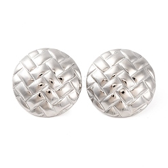 変色しにくい304ステンレススチールスタッドピアス  フラットラウンドで質感のある  ステンレス鋼色  24mm&nbsp;EJEW-G395-03P