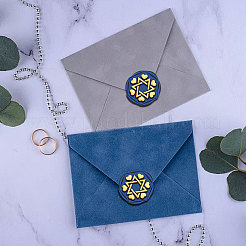 Hexagon Golden Tone Brass Wax Seal Stamp with Wood Handle&nbsp;AJEW-WH0375-0003