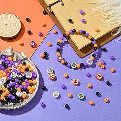 ハロウィーンテーマの DIY ストレッチ ブレスレット ジュエリー キット  ミックスカラー  6~9.5x0.8~5.5mm  穴：1.5~1.8mm&nbsp;DIY-YW0010-03