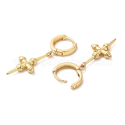 Rack Plating Brass Cross Hoop Earrings&nbsp;EJEW-D061-13G