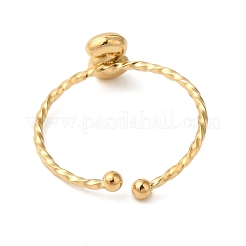 304ステンレススチールオープンカフリング  女性のためのジュエリー  18KGP本金メッキ  文字S  内径：19mm  文字：1mm&nbsp;RJEW-K261-02G-S
