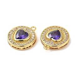 Brass Micro Pave Cubic Zirconia and Glass Pendants&nbsp;KK-Q772-11G