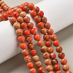 ナチュラルインペリアルジャスパービーズ連売り  染め  ラウンド  オレンジ  8mm  穴：1mm  約45個/連  38cm&nbsp;G-A175B-8mm-07