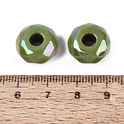 オペークアクリルヨーロピアンビーズ  ファセットロンデルラージホールビーズ  ABカラー  オリーブドラブ  15x8mm  穴：4.7mm&nbsp;OACR-E033-23O