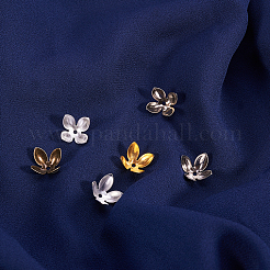 鉄のビーズキャップ  4花びら  花  ミックスカラー  14.5x7.5mm  穴：1.6mm  18個/カラー  6色  108個/箱&nbsp;IFIN-CJ0001-22