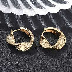 真鍮製フープピアス  ツイスト  18KGP本金メッキ  19.5x20x6.5mm&nbsp;EJEW-D320-08G